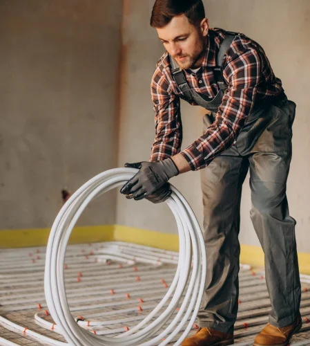 service-man-instelling-house-heating-system-floor